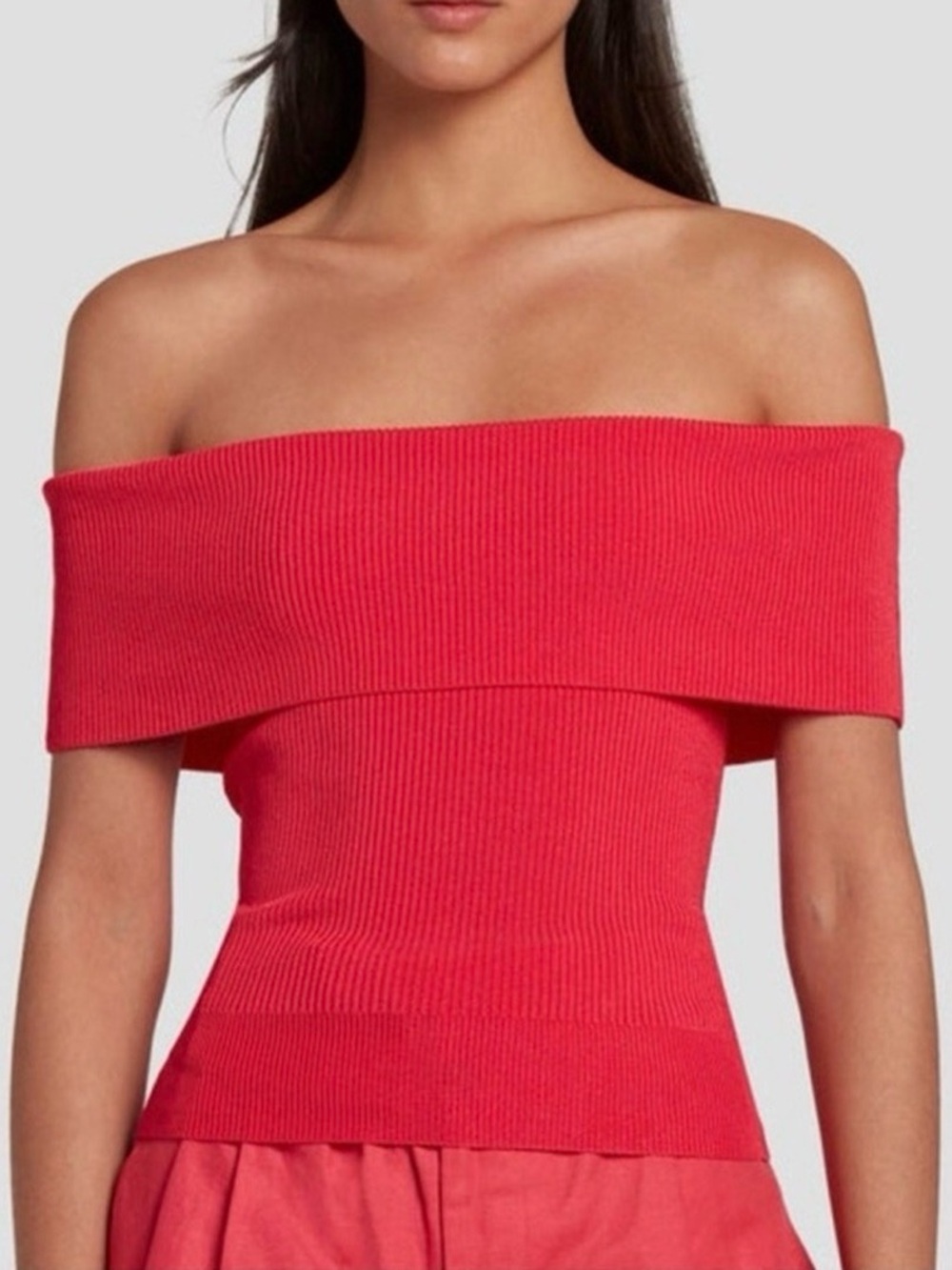 7 For All Mankind Off-the-Shoulder Ribbed Sweater